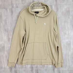 Abercrombie & Fitch Muscle Hooded T- Shirt Men's Large Beige Long Sleeve Hoodie